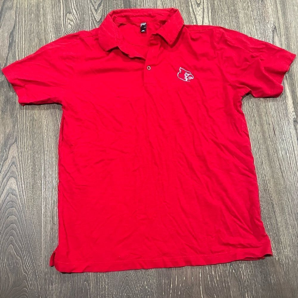 District Made Mens Polo Shirt Iowa State Cyclone Short Sleeve Cotton Red Size L